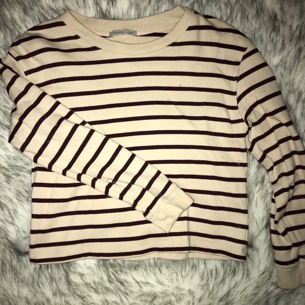 Red and white striped simple T